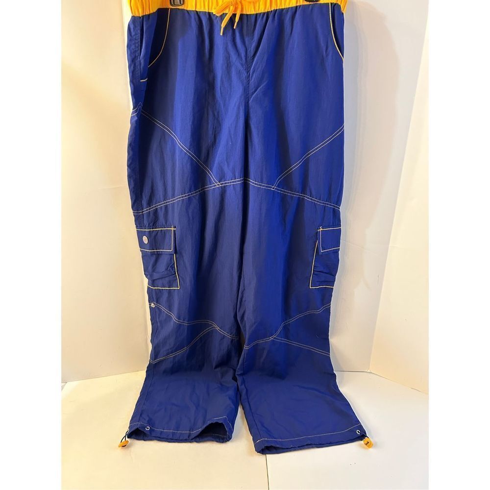Zumba nylon pants large‎ blue new rn#13101 blue yellow exercise